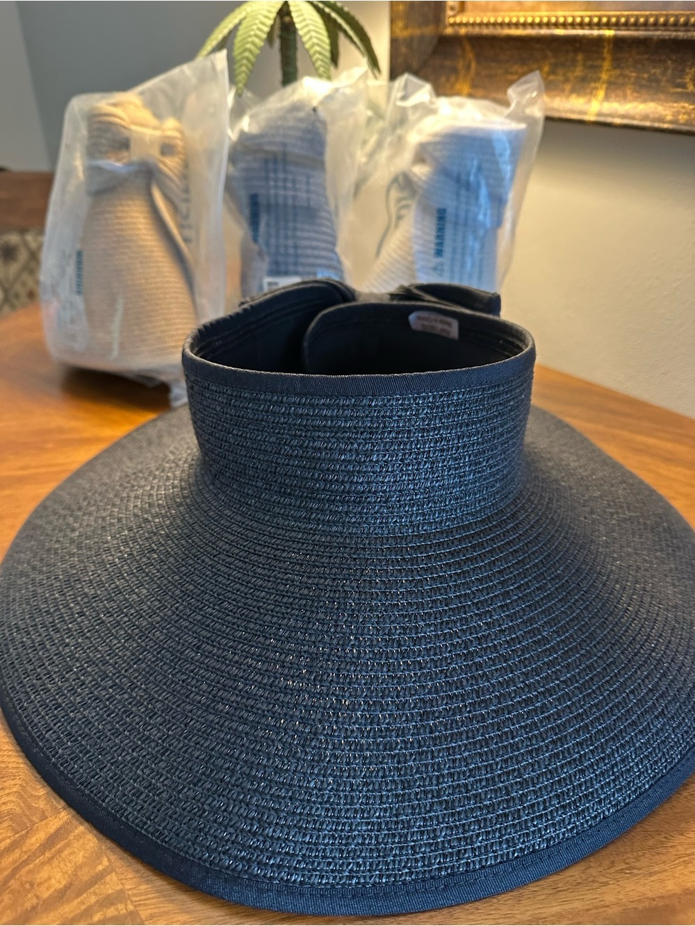 4 Women's Sun Hat Visors, Packable Roll-up Black, White, Navy, Tan - LOT OF FOUR